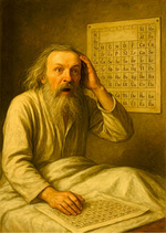 Рисунок 1. За легендою, Д. Менделєєв побачив періодичну таблицю хімічних елементів уві сні